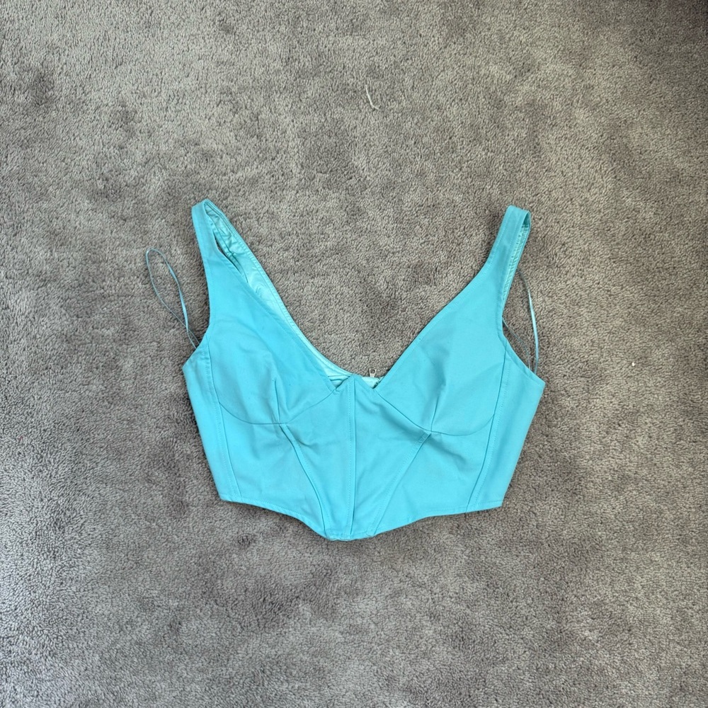 BARDOT BRIGHT B;UE CORSET CROP TOP